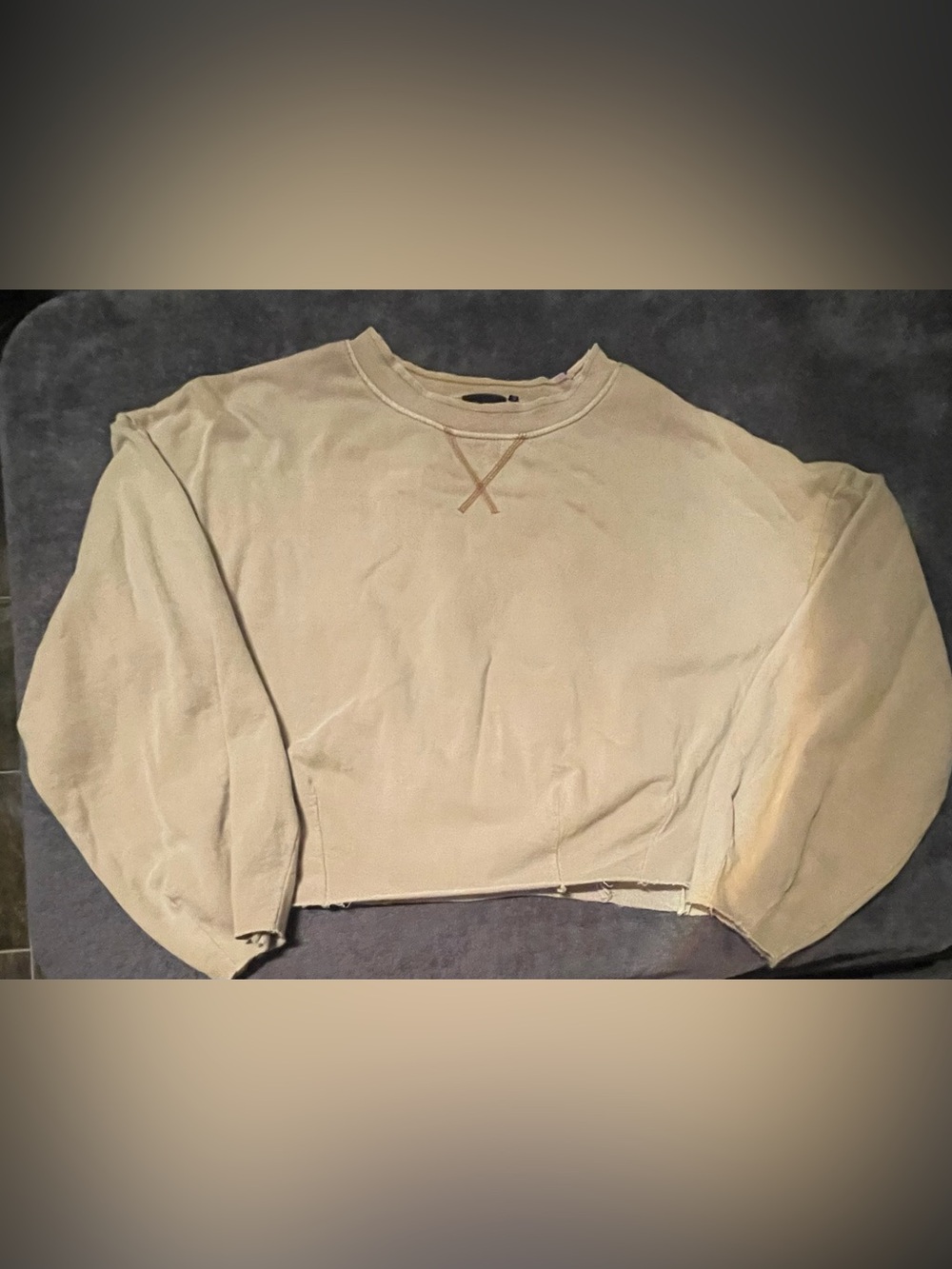 Tan Urban Outfitters 100% Cotton Cropped Sweatshirt XS